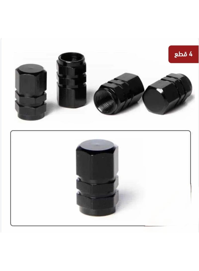 Valve for Tires Set - Pack of 4 Tire Valves - Tire Valve Kit - Tire Valves - Set of 4 Wheel Valves - Strong Metal Tire Valve Cap - Valve Cap Kit - Car Valve - Tire Valves - Black Valve Stem Caps - Tire Valve - Four Pieces of Rim Valve - Strong Hexagonal Design Metal Valve - Black Color - Image 5