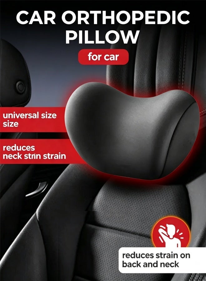 Car Pillow,Car Seat Head Rest Neck Pillow,Pure Memory Foam,Ergonomic Car Headrest Pillow,Neck Pain Relief and Cervical Support Neck Pillow,Black - Image 1
