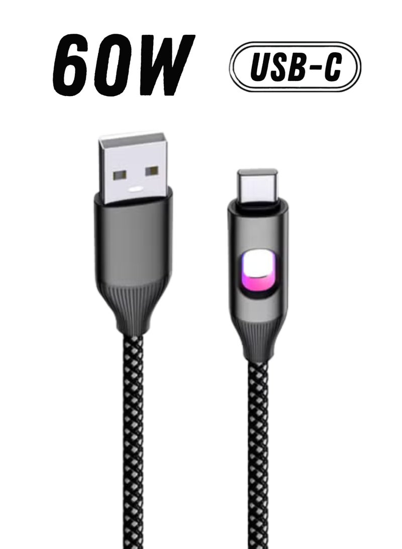 هامزون كابل شحن سريع من USB إلى Type C بقوة 60 وات بطول 1 متر، سلك شاحن مضفر من النايلون لهاتف Samsung Galaxy S24/S23، وXiaomi، وOPPO، وVivo، وOnePlus، وHuawei، وهواتف Android، والأجهزة اللوحية، وبنوك الطاقة - Image 1