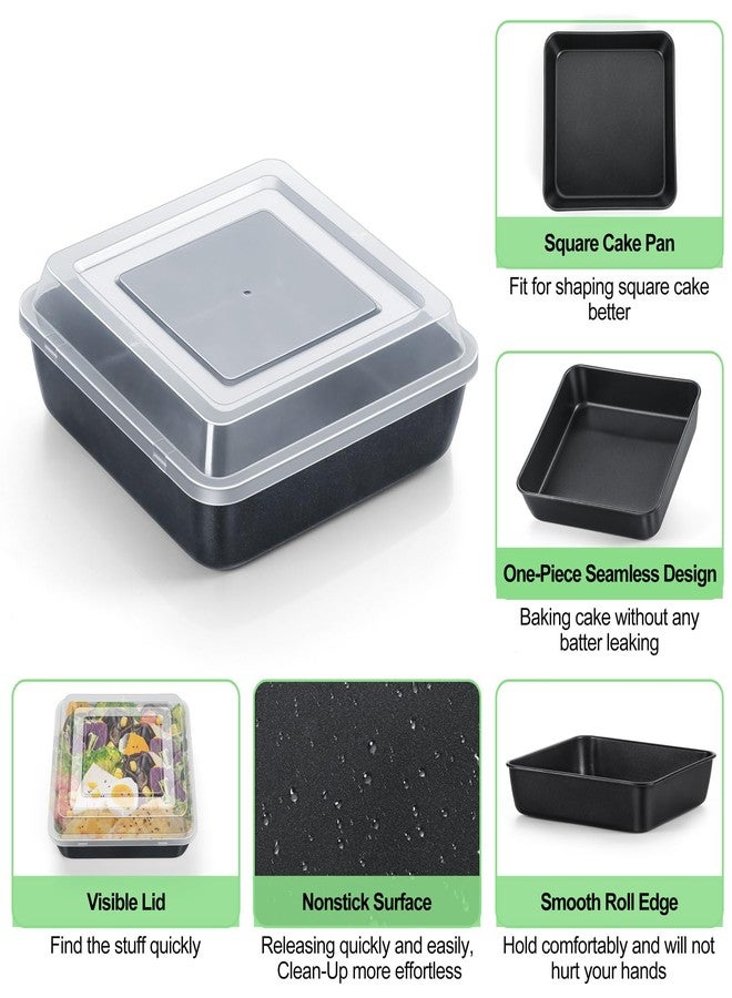 تيم فار صينية كيك مربعة من تيم فار مقاس 9x9 بوصة مع غطاء، صينية خبز وتحميص مربعة غير لاصقة، مع قلب من الفولاذ المقاوم للصدأ لطهي براوني ولازانيا، غير سامة ومتينة، سهلة الفك والتنظيف (صينية واحدة + غطاء واحد) - Image 3