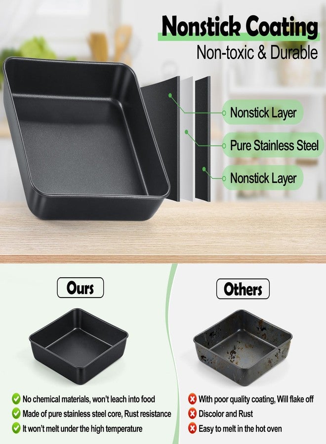تيم فار صينية كيك مربعة من تيم فار مقاس 9x9 بوصة مع غطاء، صينية خبز وتحميص مربعة غير لاصقة، مع قلب من الفولاذ المقاوم للصدأ لطهي براوني ولازانيا، غير سامة ومتينة، سهلة الفك والتنظيف (صينية واحدة + غطاء واحد) - Image 4