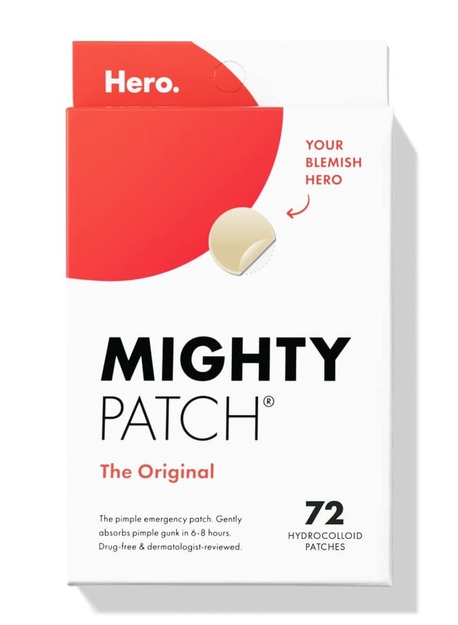 Hero The #1 Hydrocolloid Acne Pimple Patch for Shrinking Zits and Whiteheads in 1 use; Nighttime Spot Stickers for Face and Skin (72 Count) - Image 1
