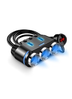 Generic Car Lighter Adapter, Car Cigarette Lighter USB Charger with 12V USB Socket USB Adapter Car Charger Multi Socket Extension with Double/Dual Plug/Port & Extension for all Car Devices  - Image 1