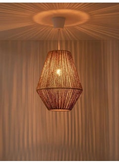 Byte 1 Rustic Pendant Funnel Wicker Jute Rope Chandelier Night Lampshade Wired Lampholder Bohemian Lighting 32 x 58  - Image 1