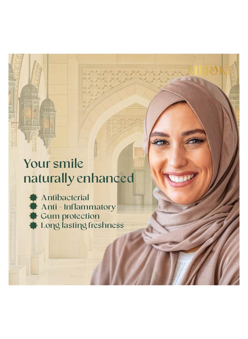 ميراكي معجون أسنان حلال طبيعي مع المسواك وزيت الحبة السوداء 120 غرام - مضاد للبكتيريا، خالٍ من الفلورايد، عناية طبيعية بالفم - Image 3