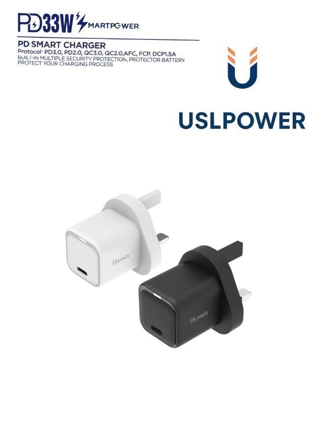 USLPOWER Power Adaptor 33W GaN Fast Charger USB-C PD Wall Charger, Fast Charging Adapter for Smartphones & Tablets  Black - Image 5
