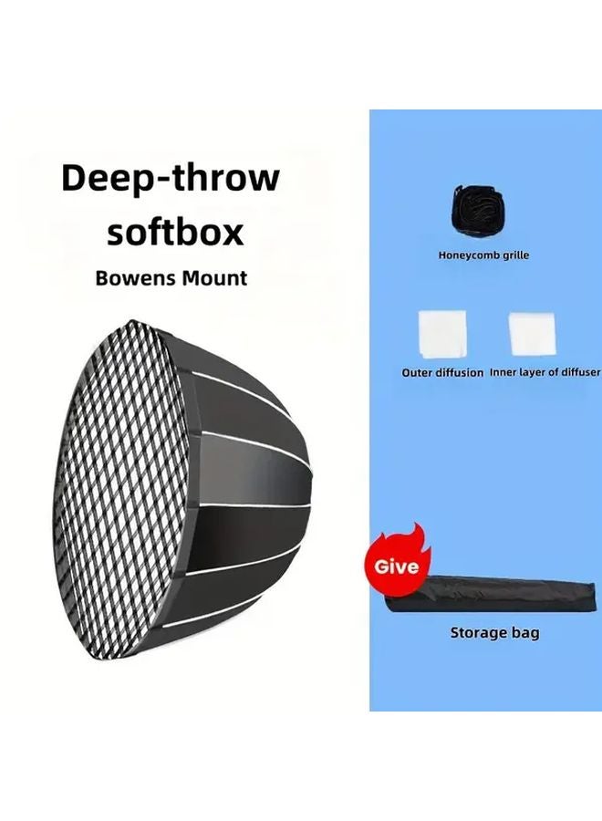 90cm Parabolic Softbox Bowens Mount Quick Set Up Folding With Honeycomb Grid - Image 4