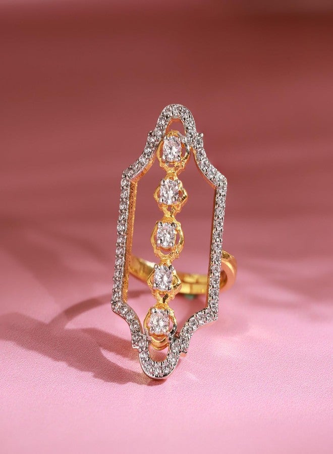VOYLLA Shahi Dwar Vaidehi Royal Ring For Women, Festive, Wedding, Royal, Cocktail, American Diamond, Gift for Women & Girls, Womens Gift - Image 2