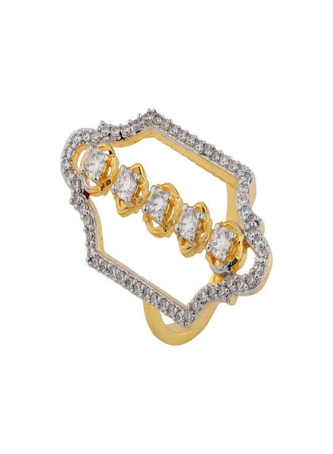 VOYLLA Shahi Dwar Vaidehi Royal Ring For Women, Festive, Wedding, Royal, Cocktail, American Diamond, Gift for Women & Girls, Womens Gift - Image 1