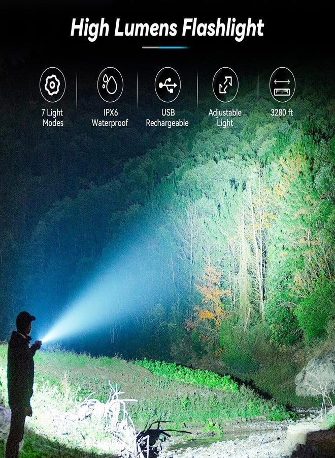 Sigoobal Flashlight Rechargeable Flashlights High Lumens, 99,000 LM Bright LED Flashlight Powered Flash Light, USB Rechargeable Flashlights & Waterproof Handheld Flash lights for Home Camping Hiking(2 Pack) - Image 2