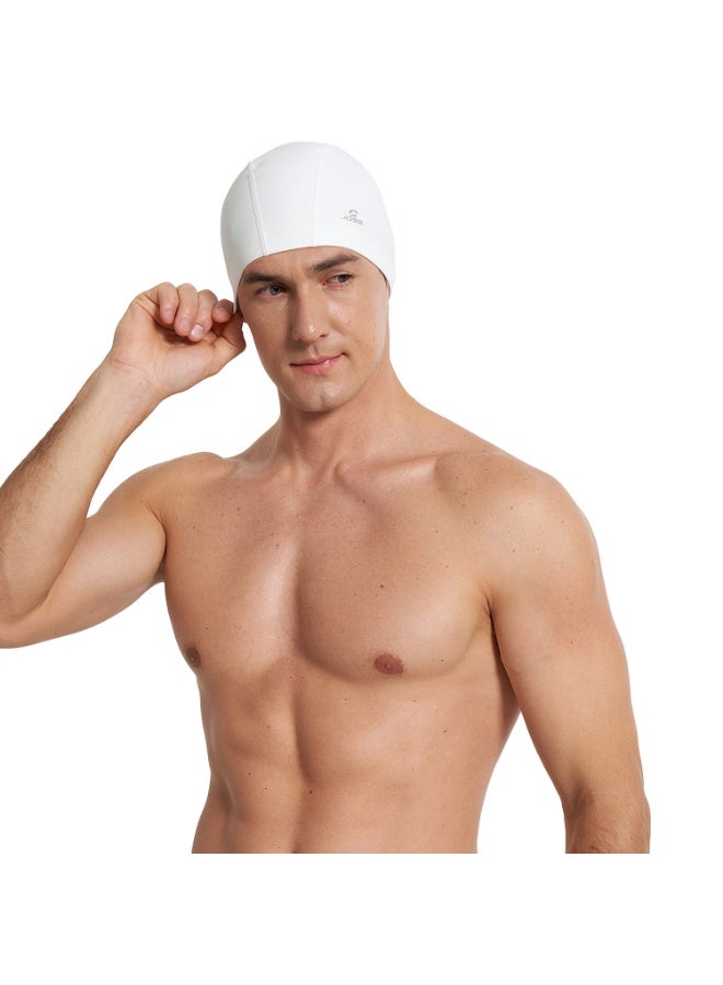 Joss Unisex Swim Cap White, Comfortable Fit, Silicone Coating for Chlorine Protection, Ideal for Swimming Training & Beach Activities - Image 3