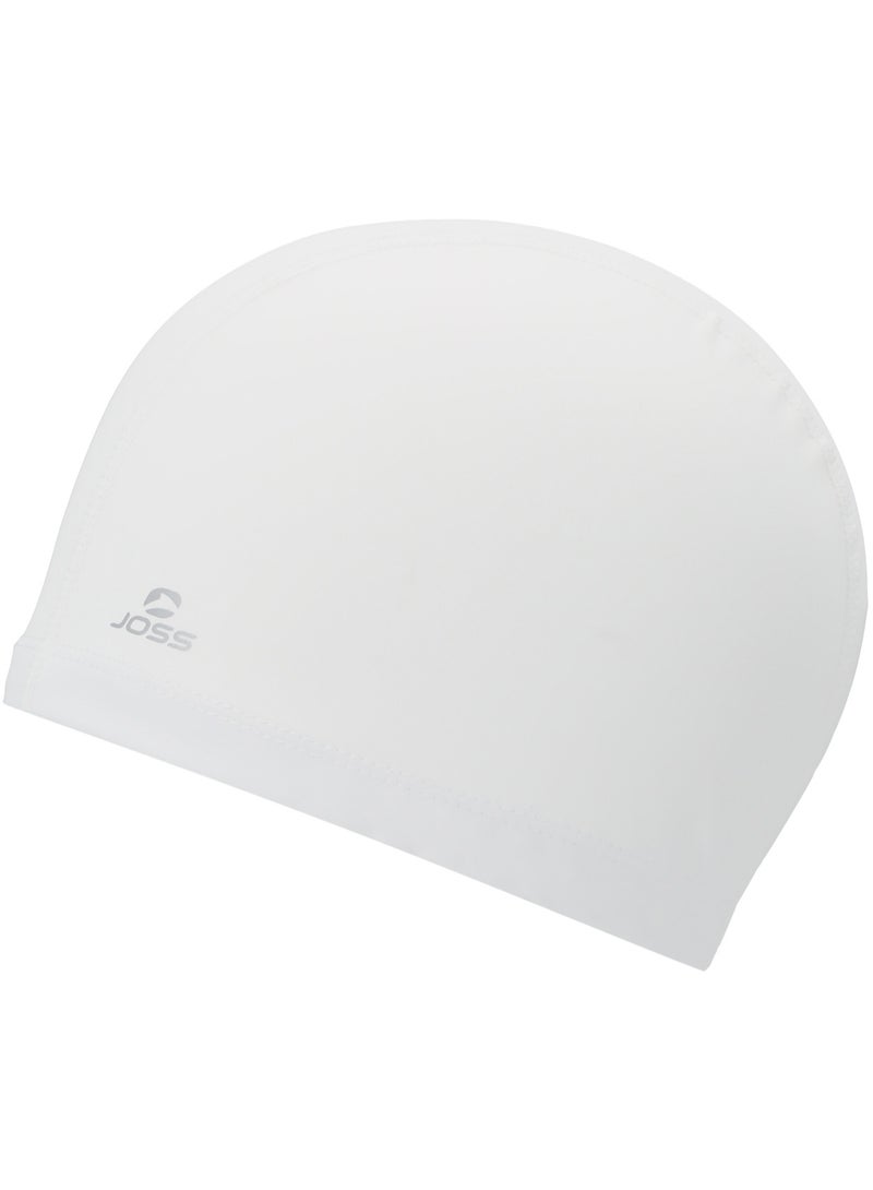 Joss Unisex Swim Cap White, Comfortable Fit, Silicone Coating for Chlorine Protection, Ideal for Swimming Training & Beach Activities - Image 1