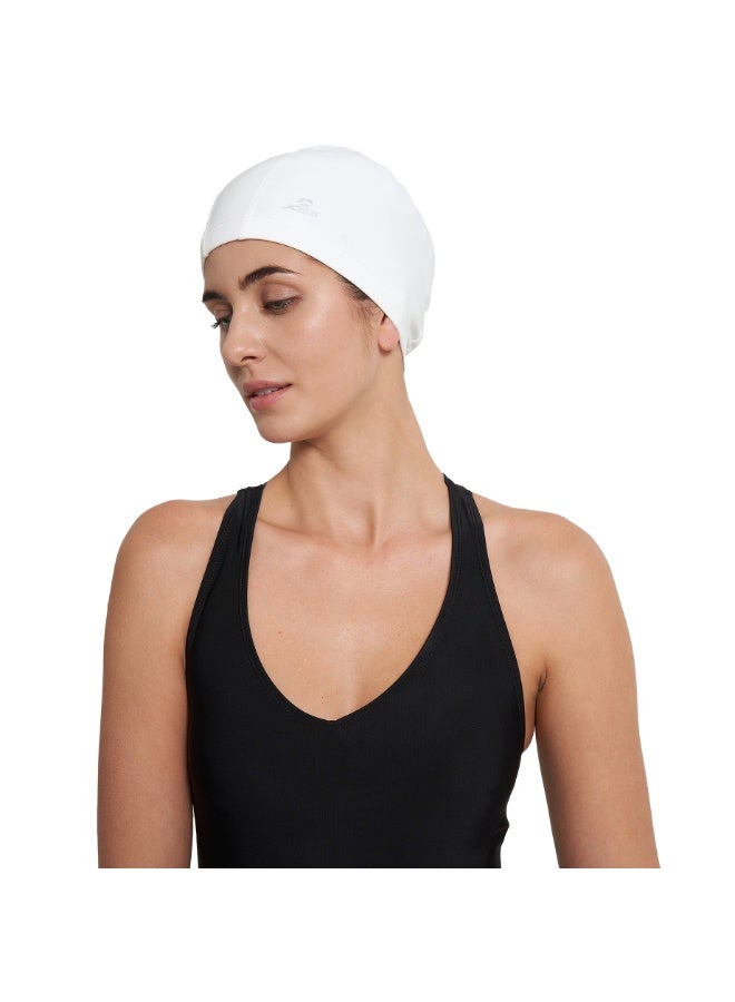 Joss Unisex Swim Cap White, Comfortable Fit, Silicone Coating for Chlorine Protection, Ideal for Swimming Training & Beach Activities - Image 5