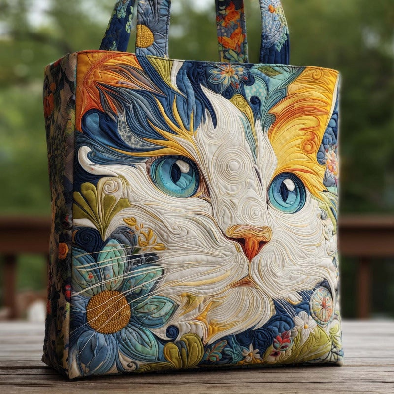 2026 Cross-Border New Cat Series Digital Print Fashionable Handbag Quilted Shoulder Tote - Image 2
