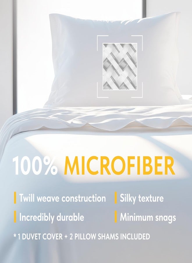 White Classic White Duvet Cover King Size, Microfiber Duvet Cover with Zipper, Duvet Cover Set of 1 Down Comforter Cover with 2 Pillow Shams, Luxury Comforter Cover King Size | Comforter Not Included - Image 3