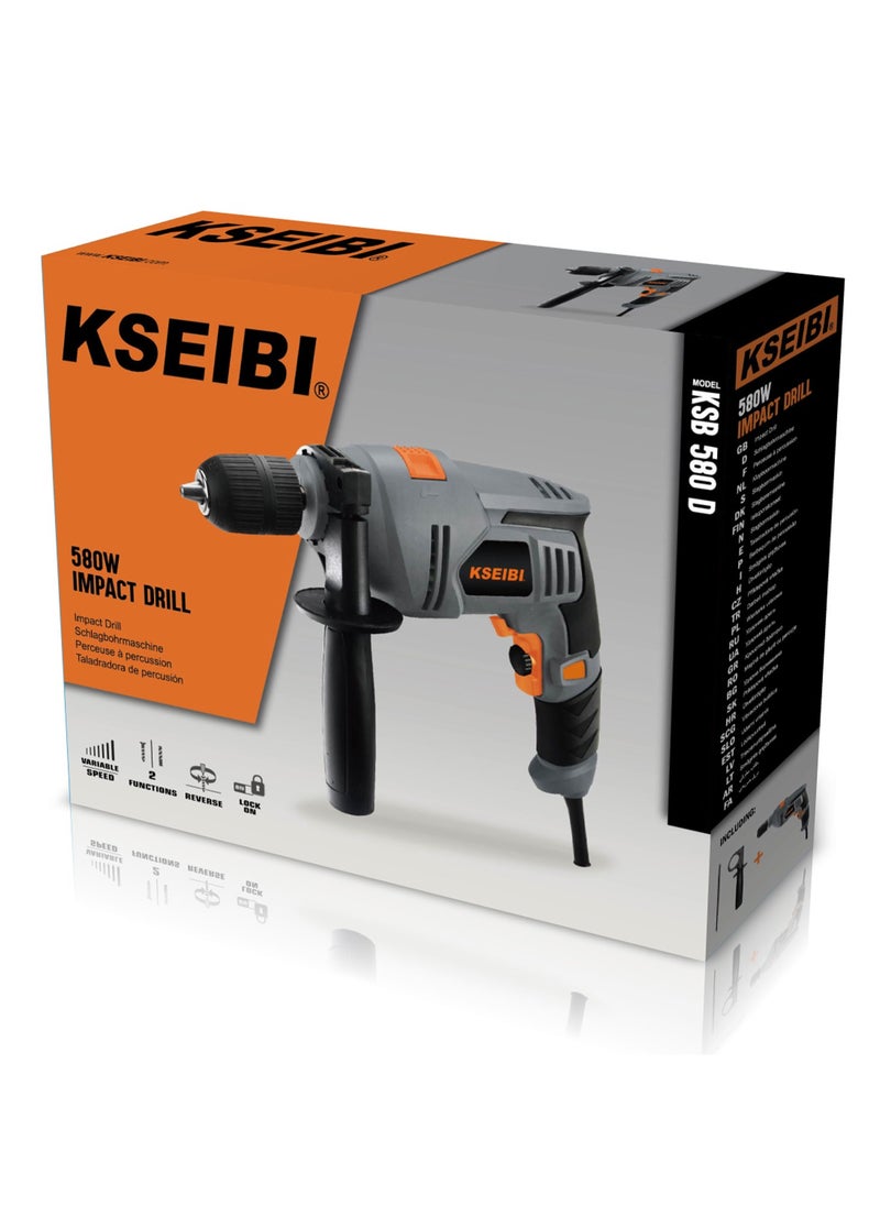 KSEIBI Impact Drill, 13mm Keyless, 580W, Variable Speed, Comfortable Handle, Perfect for Creating Clean Holes in Wood and DIY Projects, Metalworking and Woodworking.  - Image 5