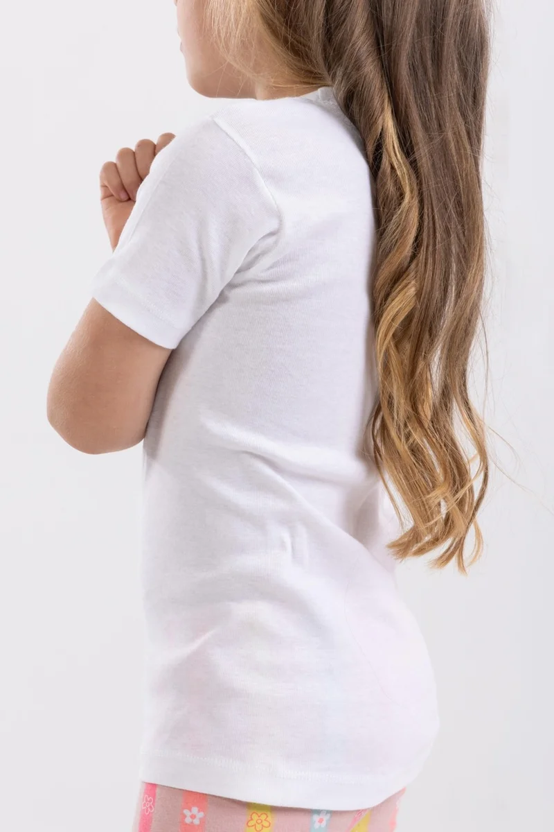 Baykar Girls Cotton Zero Collar Side Seamless Undershirt White
