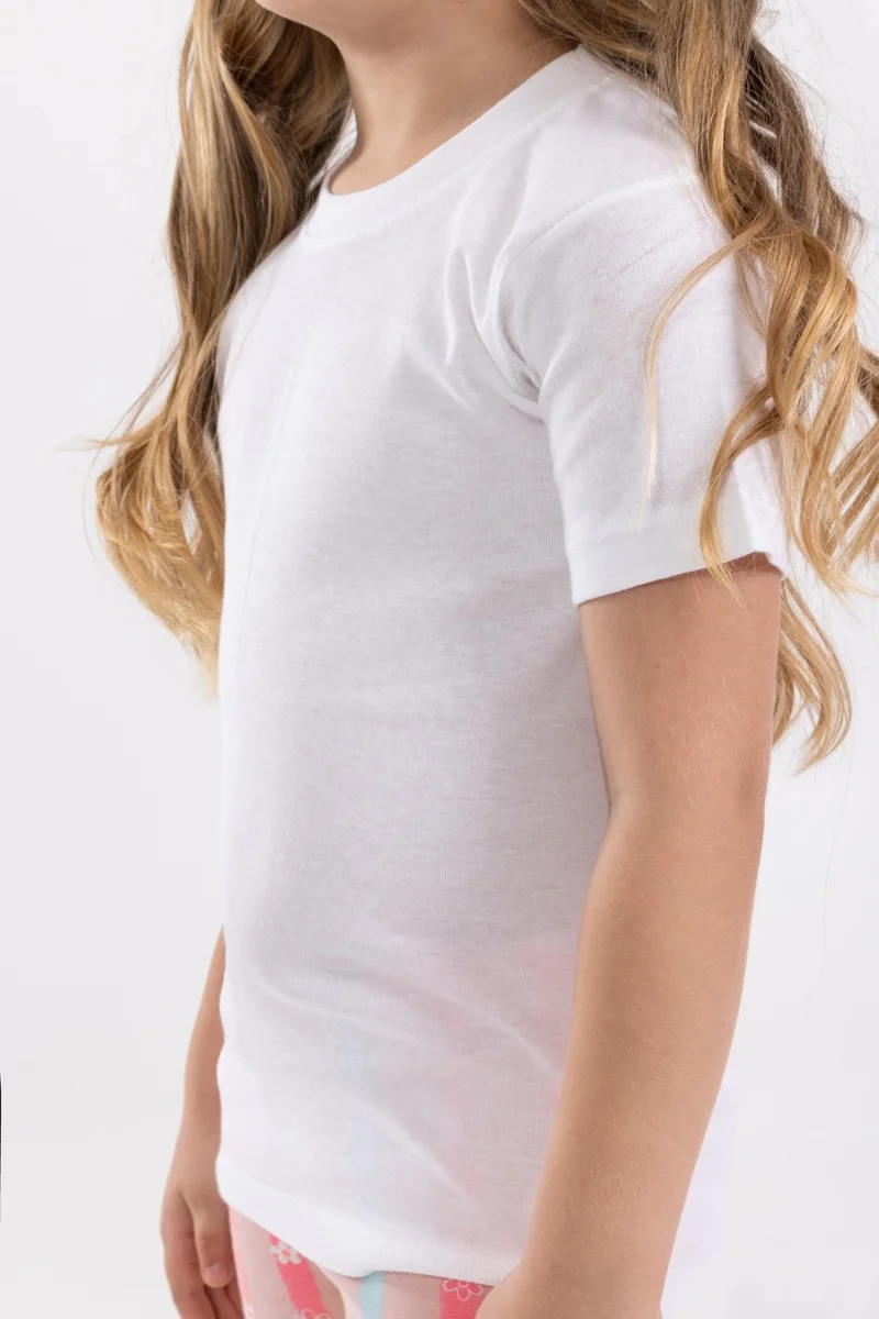 Baykar Girls Cotton Zero Collar Side Seamless Undershirt White