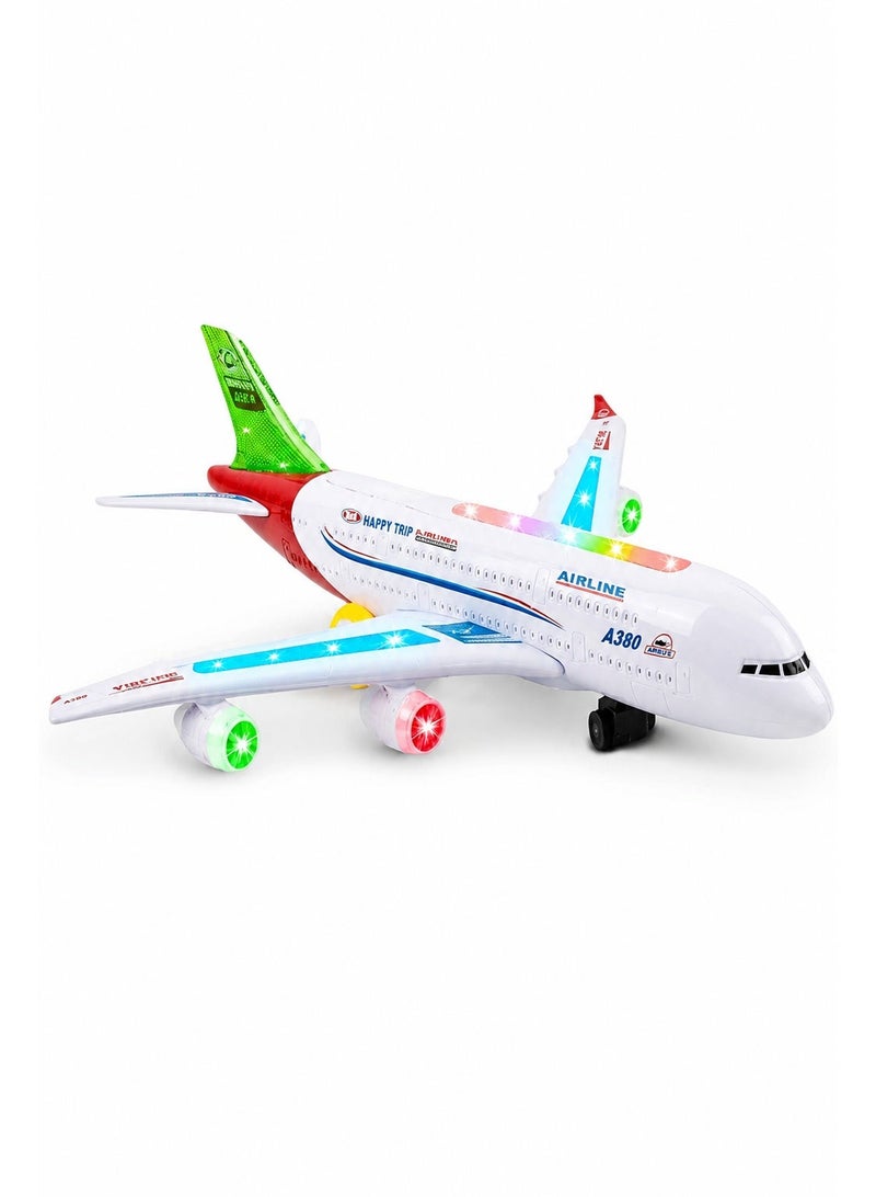لعبة طائرة A380-700 للأطفال، طائرة ركاب كهربائية مع أضواء LED وامضة وموسيقى وصوت محرك الطائرة ومفتاح تشغيل وإيقاف وعجلات حركة سلسة لهدايا الأطفال - Image 2