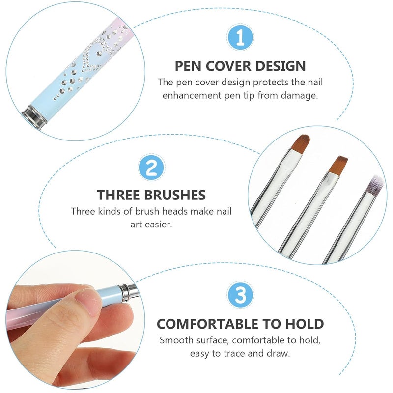 3 Pcs Nail Art Painting Pens Set Nail Gel Brush Tools with Flat and Angled Tips for Manicure Salon Use - Image 3