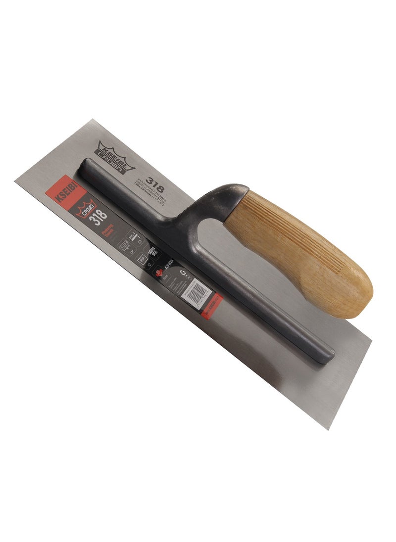 KSEIBI Crown Plastering Trowel with Lightweight Wood Handle, Carbon Steel Finishing Trowel, Drywall Trowel for Sheetrock Wallboard Plasterboard, Concrete, Cement, Plastering, Flooring, Tile.  - Image 3