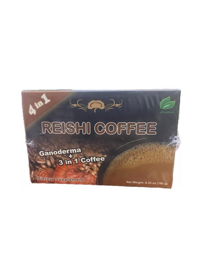Longreen Corporation - Longreen, 4 in 1 Reishi Coffee, 10 Sachets, 6.35 oz (180 g) - Image 1
