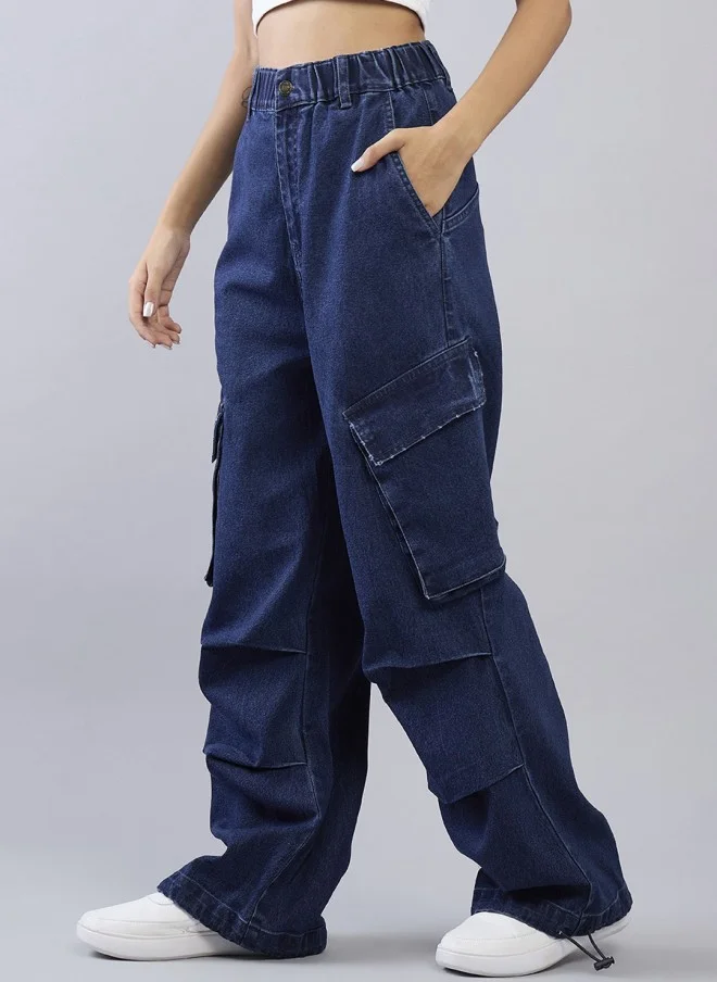 SASSAFRAS Dark Blue Straight Fit Jeans for Girls