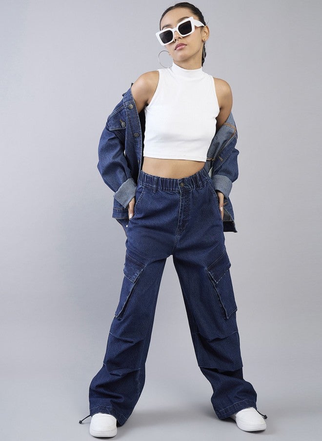 ساسافراس جينز أزرق داكن مستقيم للبنات - Image 4