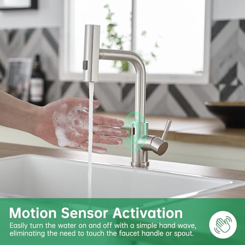 CENOSA Touchless Kitchen Faucet Motion Sensor Hands Free Single Handle Kitchen Sink Faucet with Pull Down Sprayer Brusshed Nickel - Image 5