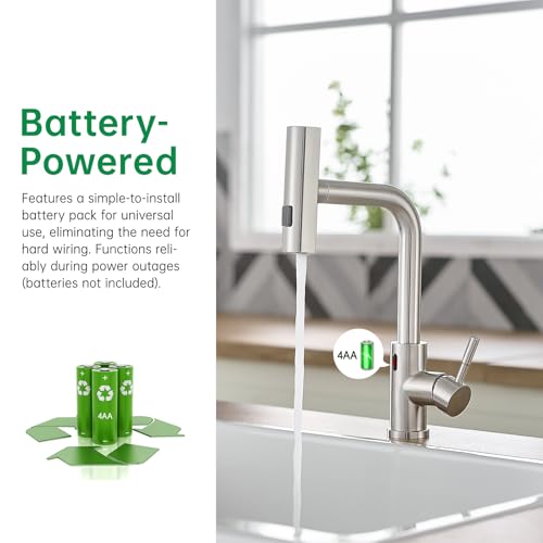 CENOSA Touchless Kitchen Faucet Motion Sensor Hands Free Single Handle Kitchen Sink Faucet with Pull Down Sprayer Brusshed Nickel - Image 4