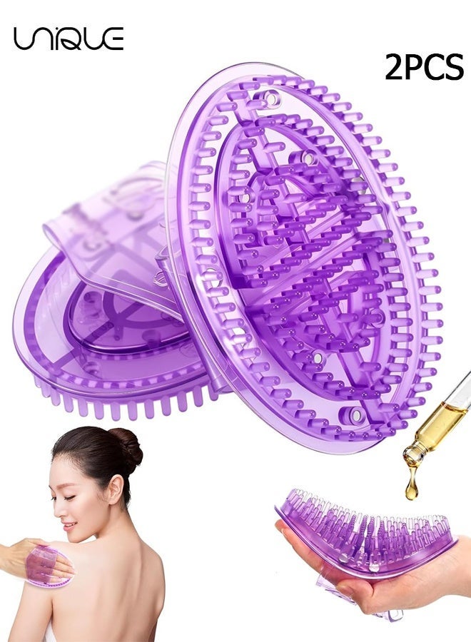 يونيك فرشاة تدليك ميريديانية 2 قطعة، فرشاة تدليك ميريديانية للبطن، مجموعة تدليك الجسم بفرشاة غوآ شا وفرشاة الميريديانا للبطن والظهر والساق - تعزيز الدورة الدموية، تصريف لمفاوي جسدي (بنفسجي) - Image 1