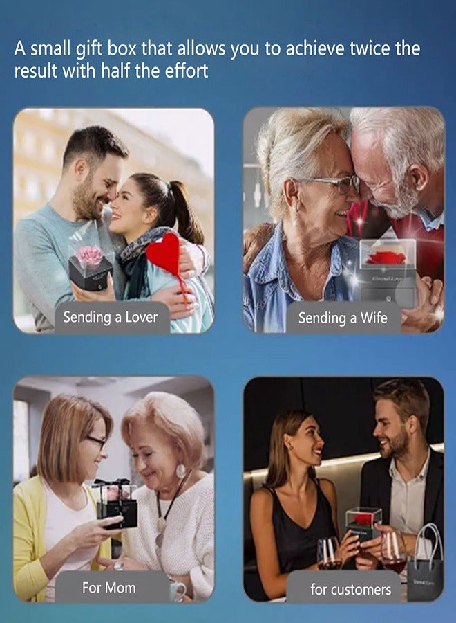 قلادة على شكل قلب مكتوب عليها أحبك بـ 100 لغة، مع صندوق تخزين مجوهرات وردة حمراء للأم والزوجة والصديقة - Image 5