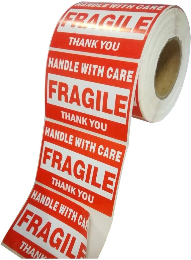 Premify 500 Pieces Red Fragile Warning Stickers 3 X 2 Inch, Handle With Care Thank You Sticker, Great For Safe Shipping Packing Of Goods With Clear Large Font Text - Image 2