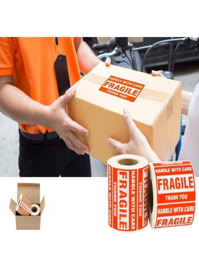Premify 500 Pieces Red Fragile Warning Stickers 3 X 2 Inch, Handle With Care Thank You Sticker, Great For Safe Shipping Packing Of Goods With Clear Large Font Text - Image 4