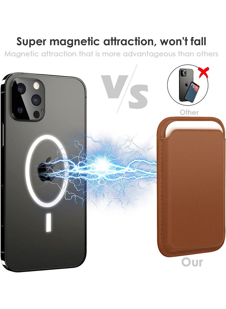 Theodor Magsafe Wallet - Mag Safe Secure Credit Card Holder – Vegan Leather. Magnetic Card Wallet Holder - Apple iPhone 14,13,12 Compatible- Brown- Coffee Mug - Image 2