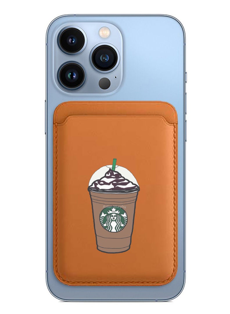 Theodor Magsafe Wallet - Mag Safe Secure Credit Card Holder – Vegan Leather. Magnetic Card Wallet Holder - Apple iPhone 14,13,12 Compatible- Brown- Coffee Mug - Image 1