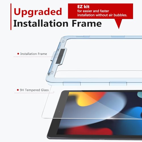 bersem Screen Protector Compatible with iPad 9th/8th/7th 10.2 Inch (2021&2020&2019 Models) Tempered Glass, Ultra Clear, Anti-Scratch, Case Friendly, EZ Kit, 1 Pack - Image 2