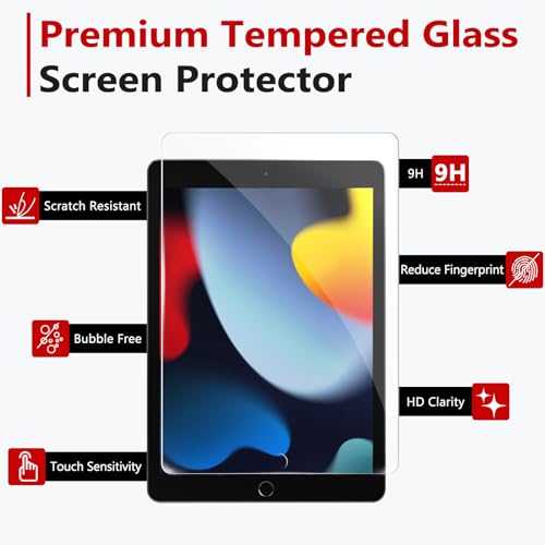 bersem Screen Protector Compatible with iPad 9th/8th/7th 10.2 Inch (2021&2020&2019 Models) Tempered Glass, Ultra Clear, Anti-Scratch, Case Friendly, EZ Kit, 1 Pack - Image 3