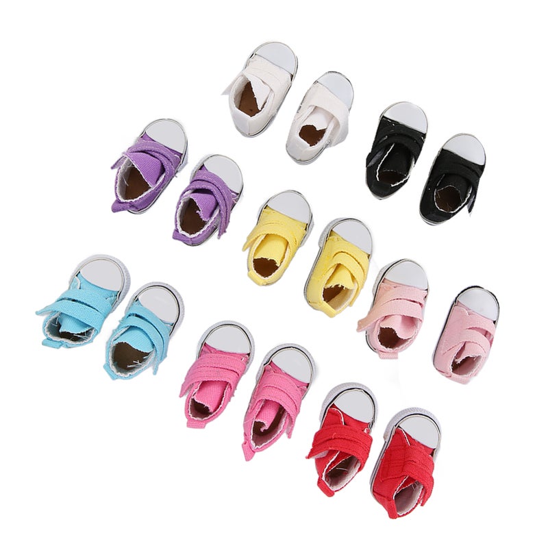 8 Pairs Doll Canvas Shoes Assorted Colors Anti Slip Antiwear Plastic Fabric Doll Plimsolls for EXO 2in 5.9in 7.9in Dolls - Image 4