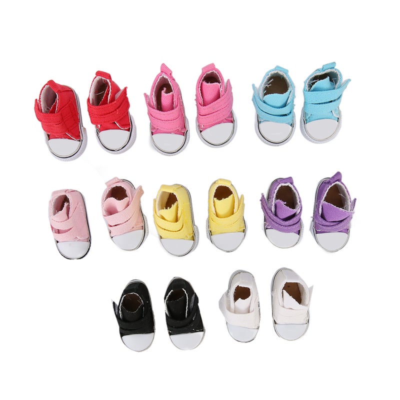 8 Pairs Doll Canvas Shoes Assorted Colors Anti Slip Antiwear Plastic Fabric Doll Plimsolls for EXO 2in 5.9in 7.9in Dolls - Image 5