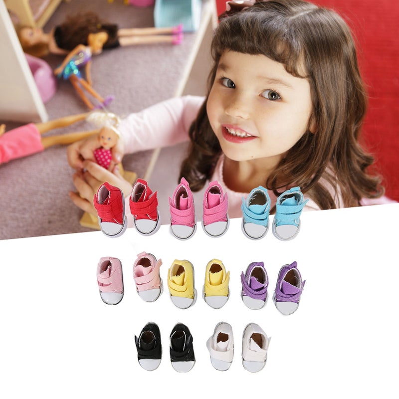 8 Pairs Doll Canvas Shoes Assorted Colors Anti Slip Antiwear Plastic Fabric Doll Plimsolls for EXO 2in 5.9in 7.9in Dolls - Image 2