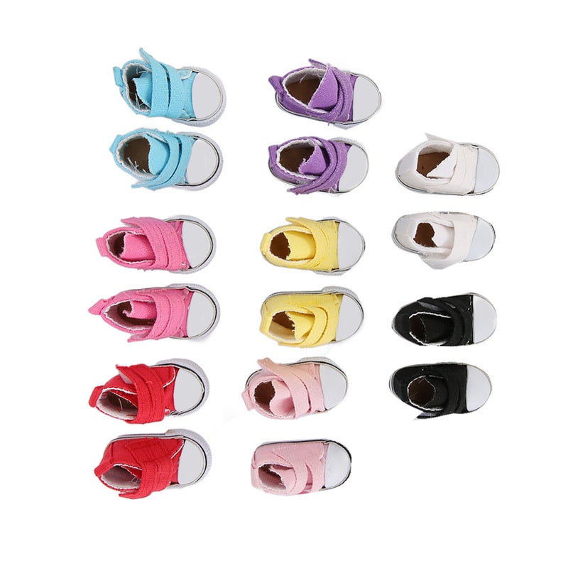 8 Pairs Doll Canvas Shoes Assorted Colors Anti Slip Antiwear Plastic Fabric Doll Plimsolls for EXO 2in 5.9in 7.9in Dolls - Image 1