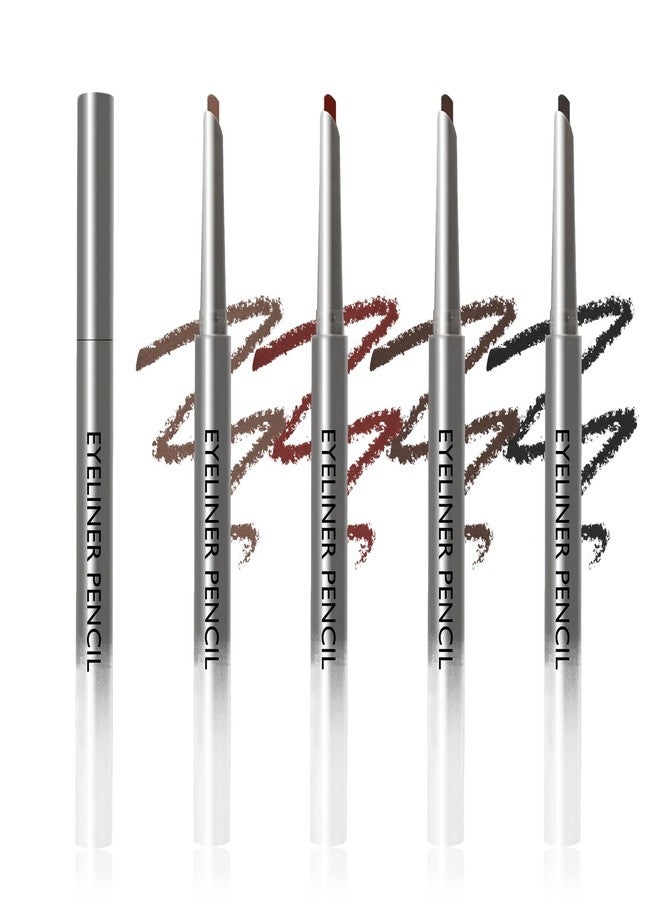 Euphily 4 Pcs Waterline Eyeliner Pencil Set, Waterproof Matte Eyeliner Pens, Smooth and Long-Lasting Gel Cream Eye Liner Pencils kit Makeup for Women, Black & Brown & Burgundy & Light Brown - Image 1