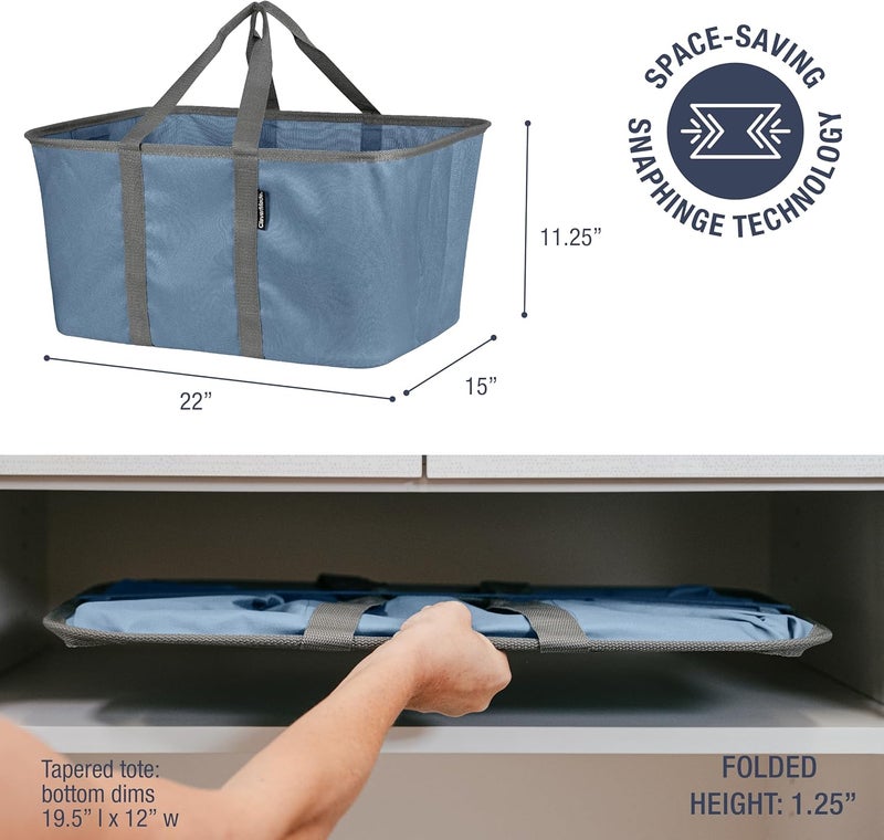 Clevermade CleverMade Collapsible Laundry Tote  Denim Charcoal 2Pack 50L  Foldable Storage Organization Container for Clothes Laundry Room Storage Solution  - Image 2
