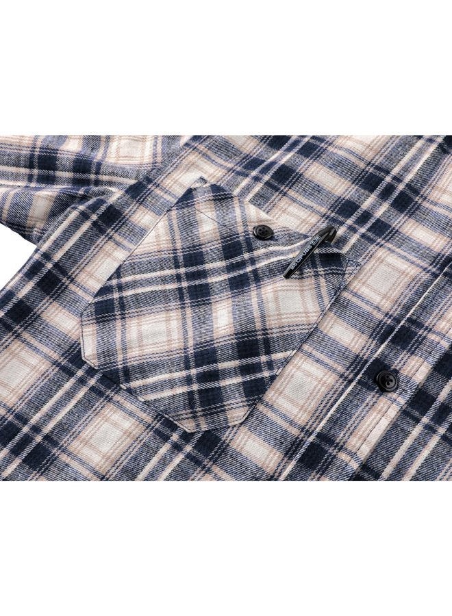 ZITY Men's Flannel Hoodie Shirts Casual Button Down Plaid Shirt Jackets for Men Long Sleeve Stylish Hooded with Pocket, Dark Blue White, L - Image 4