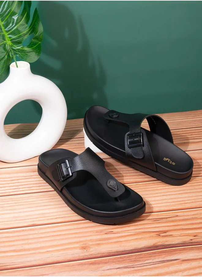 Styli Buckle T Strap Comfort Sandals