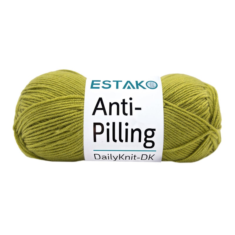 Estako DailyKnit-DK - 100% Anti-Pilling Acrylic Yarn - Soft DK Light Weight #3 - (3.52 oz / 273 Yds) - for Knitting & Crocheting (80047 - Wasabi Green) - Image 1