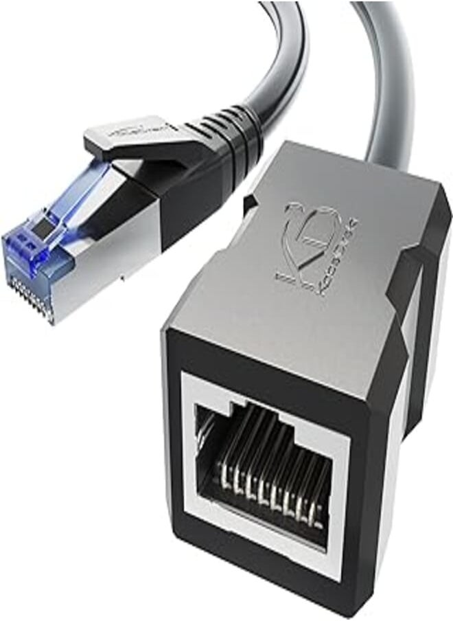 KabelDirekt - KabelDirekt – 10m – LAN & Ethernet extension cable (RJ45 female coupler/male connector, extends network cables with full data transfer speed – CAT 7, 10Gbit/s, SF/FTP shielding, black) - Image 1