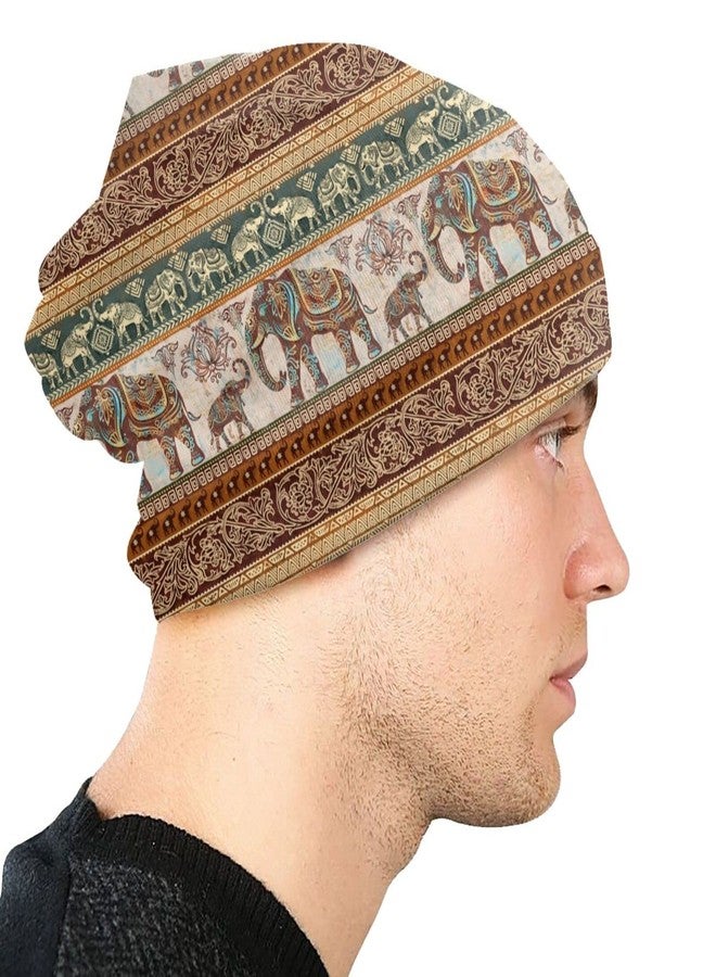 Majoug Lotus Elephants Beanie Hat Adult Skull Cap Warm Slouchy Knit Hat Headwear Gift for Men Women - Image 3