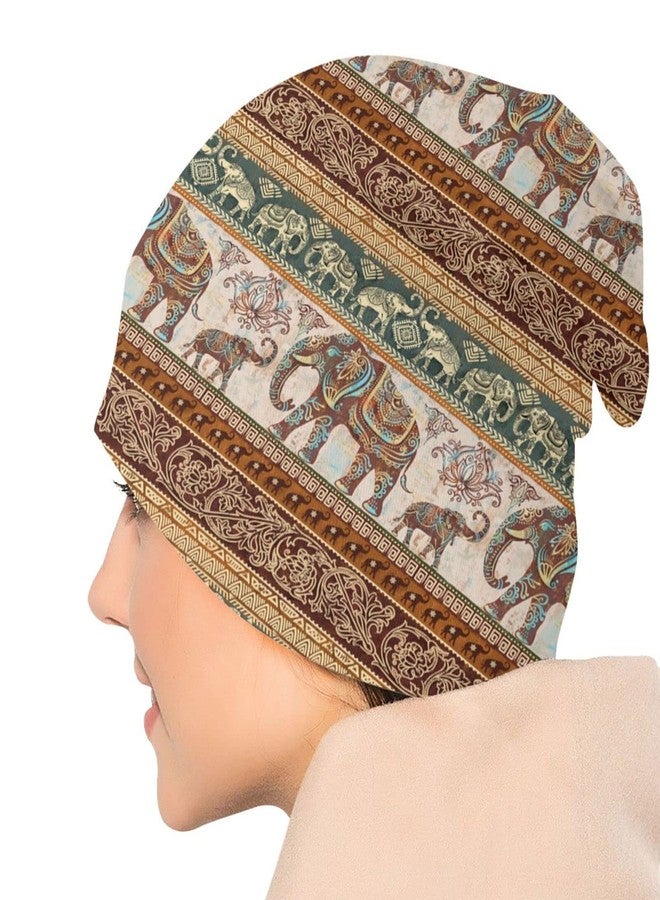 Majoug Lotus Elephants Beanie Hat Adult Skull Cap Warm Slouchy Knit Hat Headwear Gift for Men Women - Image 2
